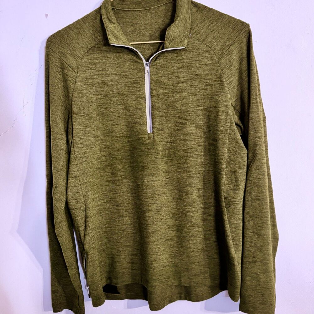Lululemon Mens's Metal Vent Tech Half Zip Shirt Army Green Pullover Lightweight